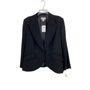 New TALBOTS Blazer Jacket Lightweight Black 100% Wool 14W Petites